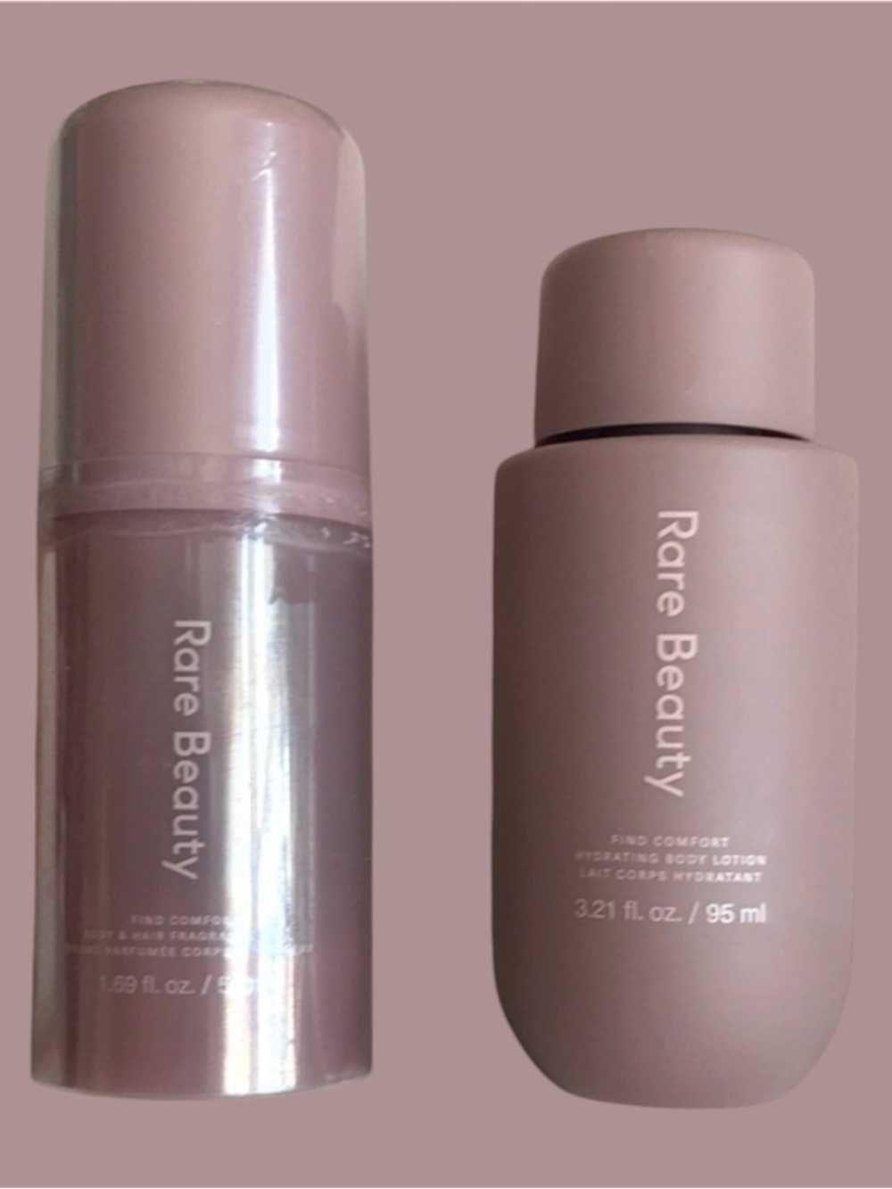 NWT Rare Beauty Set - Body Lotion & Hair/ Body Mist Fragrance Spray Find Comfort